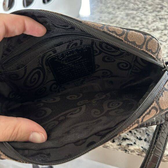 Brighton Crossbody‎ Womens Heart Canvas Leather Crossbody Brown Black - Picture 8 of 16